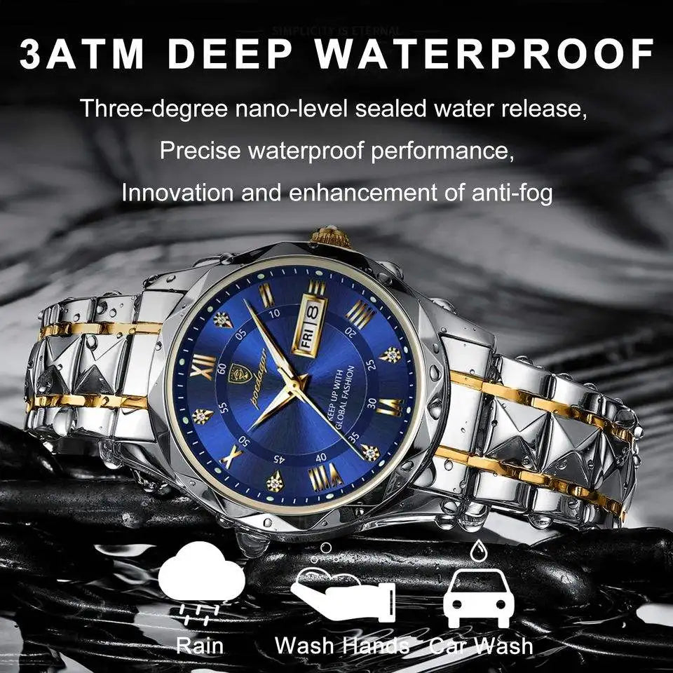Reloj de cuarzo de lujo impermeable para hombre