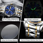 Reloj de cuarzo de lujo impermeable para hombre