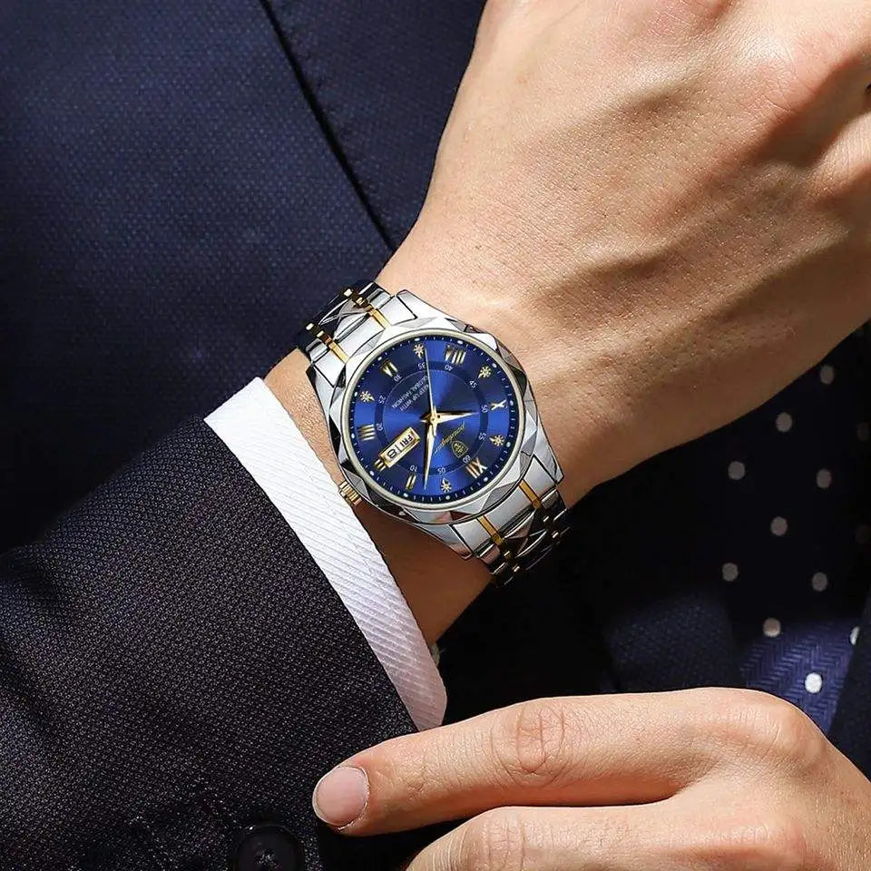 Reloj de cuarzo de lujo impermeable para hombre