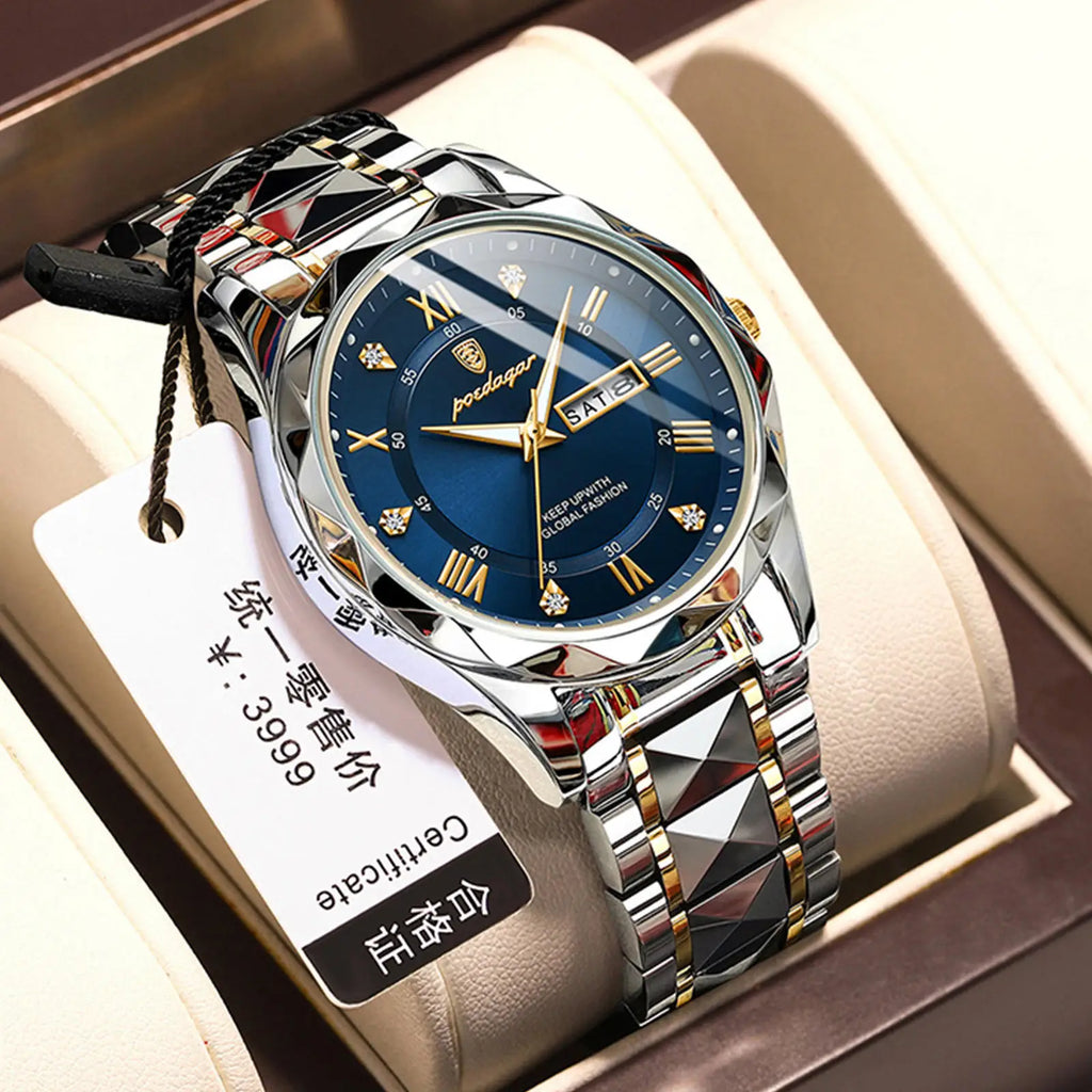 Reloj de cuarzo de lujo impermeable para hombre