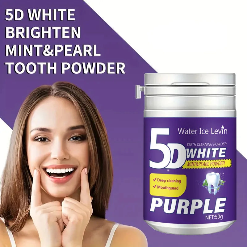 Polvo dental blanqueador morado