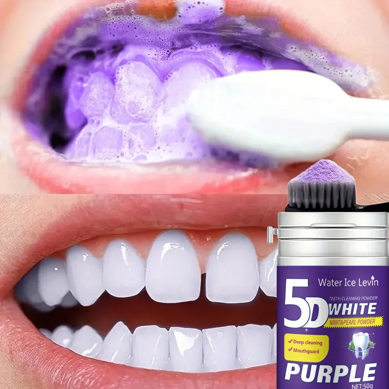 Polvo dental blanqueador morado